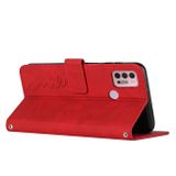 Peňaženkové kožené puzdro Skin Feel Heart na Moto G10/G20/G30 - Červená