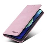 Peňaženkové kožené puzdro TAOKKIM na iPhone 14 Pro Max - Ružová