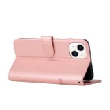 Peňaženkové kožené puzdro Stitching na iPhone 14 Plus - Ružová