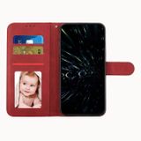 Peňaženkové kožené puzdro Stitching na iPhone 14 Plus - Červená