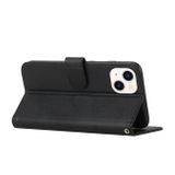 Peňaženkové kožené puzdro Stitching na iPhone 14 Plus - Čierna