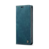 Peňaženkové kožené puzdro CaseMe na iPhone 14 - Modrá