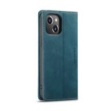 Peňaženkové kožené puzdro CaseMe na iPhone 14 - Modrá
