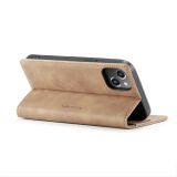 Peňaženkové kožené puzdro CaseMe na iPhone 14 Plus - Hnedá