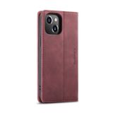 Peňaženkové kožené puzdro CaseMe na iPhone 14 Plus - Vínovočervená