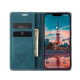 Peňaženkové kožené puzdro CaseMe na iPhone 14 Plus - Modrá