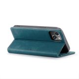 Peňaženkové kožené puzdro CaseMe na iPhone 14 Plus - Modrá