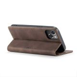 Peňaženkové kožené puzdro CaseMe na iPhone 14 Plus - Kávová