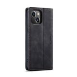 Peňaženkové kožené puzdro CaseMe na iPhone 14 Plus - Čierna