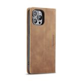 Peňaženkové kožené puzdro CaseMe na iPhone 14 Pro - Hnedá