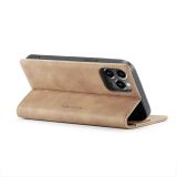 Peňaženkové kožené puzdro CaseMe na iPhone 14 Pro - Hnedá