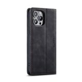 Peňaženkové kožené puzdro CaseMe na iPhone 14 Pro - Čierna