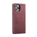 Peňaženkové kožené puzdro CaseMe na iPhone 14 Pro Max - Wine Red
