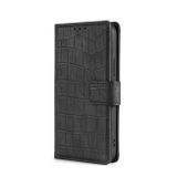 Peňaženkové kožené puzdro Skin Feel Crocodile na Moto E32 - Čierna