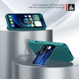 Gumený kryt Magnetic Wallet na iPhone 14 – Azúrová