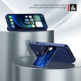 Gumený kryt Magnetic Wallet na iPhone 14 – Námornícka modrá
