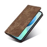 Peňaženkové kožené puzdro RFID Brush Texture na Moto E32 - Hnedá