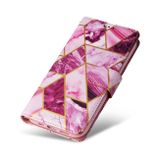Peňaženkové kožené puzdro MARBLE na iPhone 14 Pro - Fialová