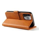 Peňaženkové kožené puzdro CALF TEXTURE na iPhone 14 Pro - Khaki