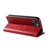 Peňaženkové kožené puzdro CALF na iPhone 14 Plus - Červená