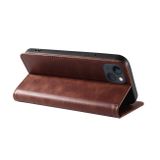 Peňaženkové kožené puzdro CALF na iPhone 14 Plus - Hnedá