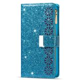 Peňaženkové Glitter puzdro Laser na Samsung Galaxy Z Fold4 - Modrá