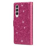 Peňaženkové Glitter puzdro Laser na Samsung Galaxy Z Fold4 - Ružovočervená