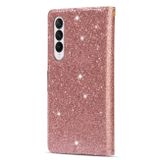 Peňaženkové Glitter puzdro Laser na Samsung Galaxy Z Fold4 - Ružové zlato