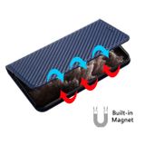 Peňaženkové kožené puzdro MAGNETIC na iPhone 14 Pro - Modrá