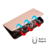 Peňaženkové kožené puzdro MAGNETIC na iPhone 14 Pro - Ružovozlatá