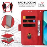 Peňaženkové kožené puzdro STRIPE na iPhone 14 - Červená