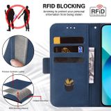 Peňaženkové kožené puzdro STRIPE na iPhone 14 - Modrá
