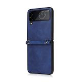 Kožený kryt Lambskin na Samsung Galaxy Z Flip4 - Modrá