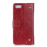 Peňaženkové kožené puzdro na iPhone SE (2020) - Wine Red