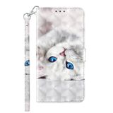 Peňaženkové kožené puzdro PAINTED na Oppo A54 / A54s - Reflection White Cat