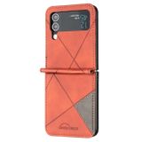 Kožený kryt Rhombus na Samsung Galaxy Z Flip4 - Oranžová