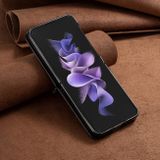 Kožený kryt Rhombic na Samsung Galaxy Z Flip 5 - Čierna