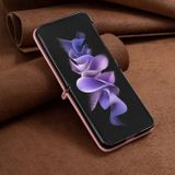 Kožený kryt Rhombic na Samsung Galaxy Z Flip 5 - Ružová