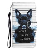 Peňaženkové kožené puzdro DRAWING na iPhone 14 Pro Max - Black Dog