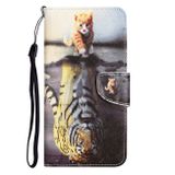 Peňaženkové kožené puzdro DRAWING na iPhone 14 Pro Max - Tiger