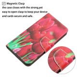 Peňaženkové kožené puzdro DRAWING na iPhone 14 Pro Max - Tulips
