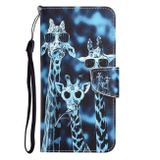 Peňaženkové kožené puzdro DRAWING na iPhone 14 Pro Max - Giraffes