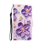 Peňaženkové kožené puzdro na Samsung Galaxy A22 5G - Purple Flower