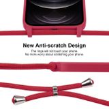 Gumený kryt Crossbody Lanyard na iPhone 12 Pro - Rose Red