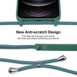 Gumený kryt Crossbody Lanyard na iPhone 12 Pro - Emerald Green