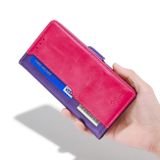 Peňaženkové kožené puzdro Contrast na Motorola Edge 30 Fusion - Fialová a ružovo červená