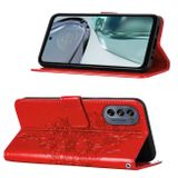 Peňaženkové kožené puzdro EMBOSSED na Motorola Moto G62 5G – Červená