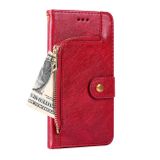 Peňaženkové kožené puzdro Zipper Bag na Motorola Edge 30 Fusion - Červená