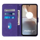 Peňaženkové kožené puzdro CROSSBODY na Motorola Moto G32 - Fialová