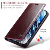Peňaženkové kožené puzdro CaseMe na iPhone 14 Pro - Červená